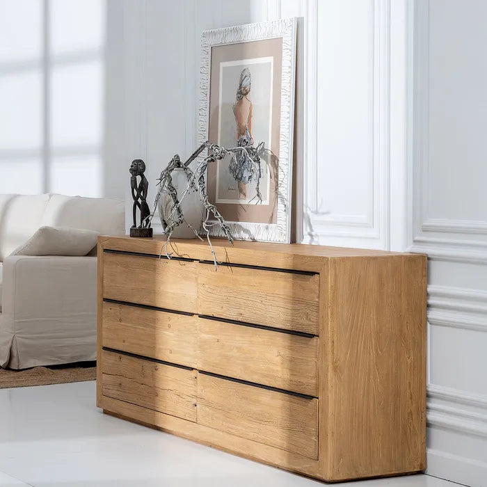 ELM WOOD CHEST OF DRAWERS 183 X 44 X 81 CM