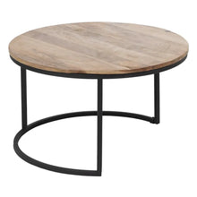 Charger l&#39;image dans la galerie, S/3 MAIN TABLE NATURAL-BLACK WOOD-IRON 79 X 79 X 48 CM