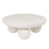 WHITE MANGO WOOD COFFEE TABLE LIVING ROOM 90 X 90 X 34 CM