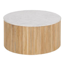 Load image into Gallery viewer, COFFEE TABLE NATURAL-WHITE MARBLE/WOOD 80 X 80 X 40 CM