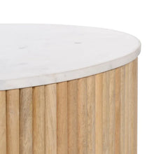 Charger l&#39;image dans la galerie, COFFEE TABLE NATURAL-WHITE MARBLE/WOOD 80 X 80 X 40 CM
