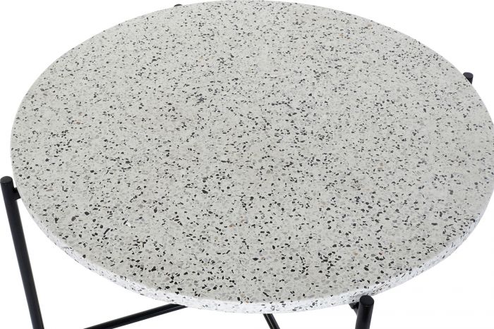 COFFEE TABLE IRON STONE 80X80X45 TERRAZO BLACK