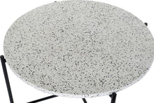 Laden Sie das Bild in den Galerie-Viewer, COFFEE TABLE IRON STONE 80X80X45 TERRAZO BLACK