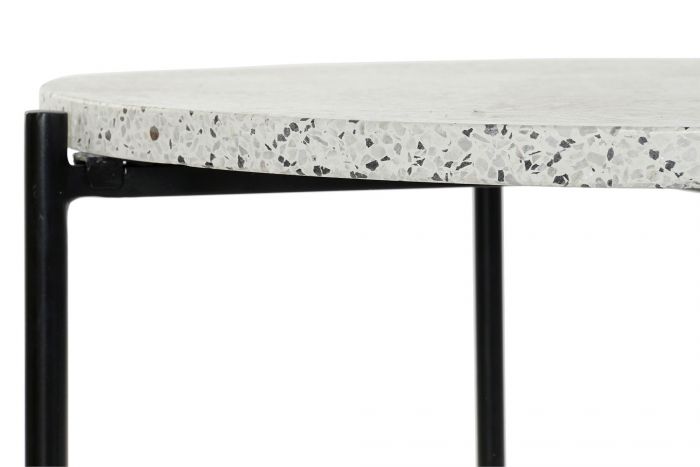 COFFEE TABLE IRON STONE 80X80X45 TERRAZO BLACK