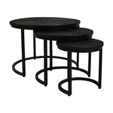 Coffee table Verona S/3 - ø67x46/ø50x41/ø35x34 - Black - Mango wood/Metal