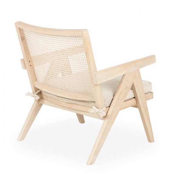 Oak and rattan armchair