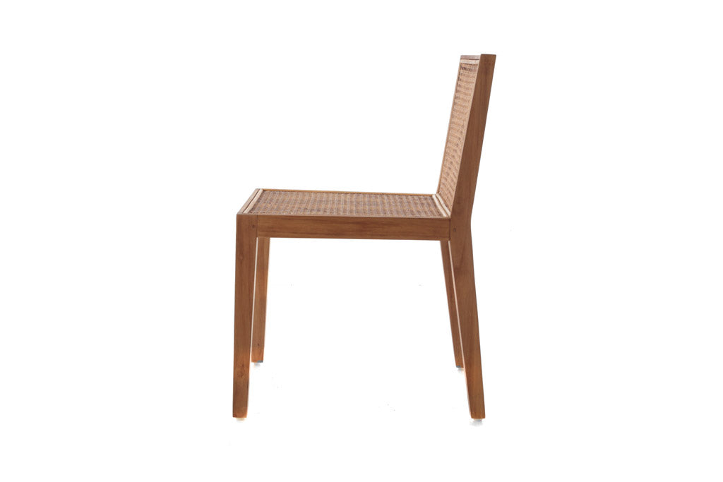 Teak and rattan dining chair