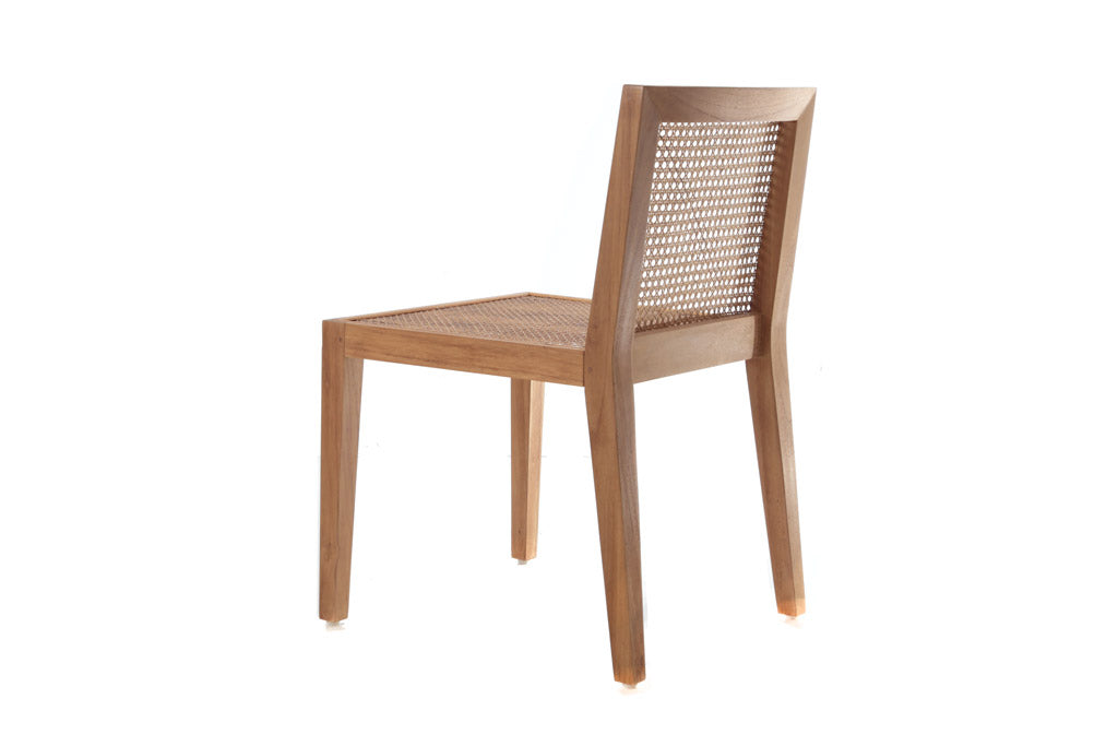 Teak and rattan dining chair