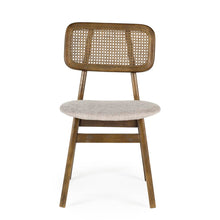 Load image into Gallery viewer, Wooden &amp; rattan chair with upholstered seat